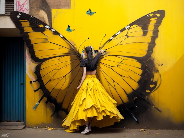 Una donna con una farfalla