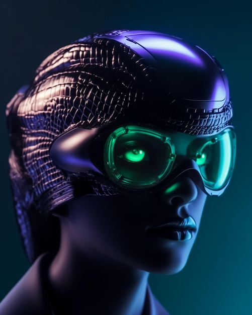 Una donna con una maschera che dice "cyberpunk"