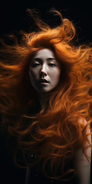 Una donna con una parrucca arancione IA generativa