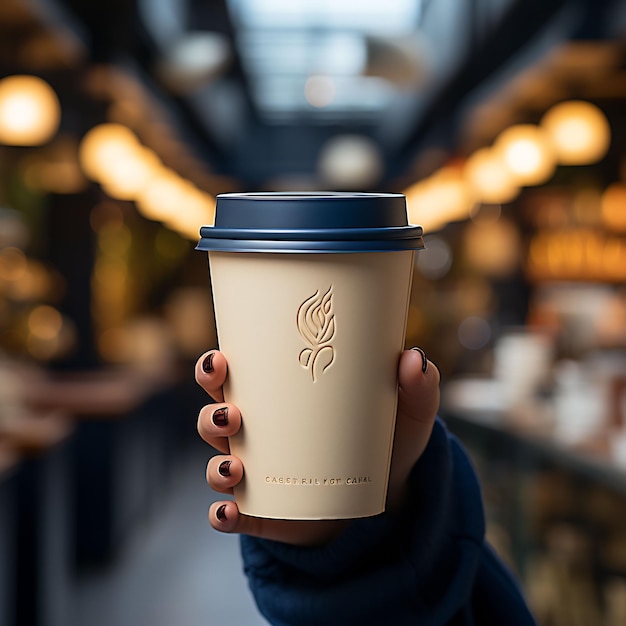 Una donna con una tazza di caffè in mano.