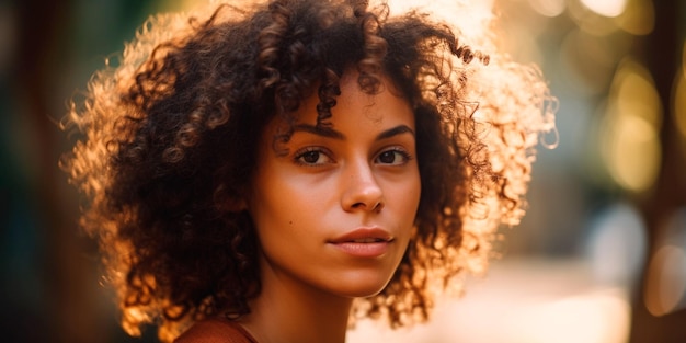 Una donna con uno stile di capelli naturale