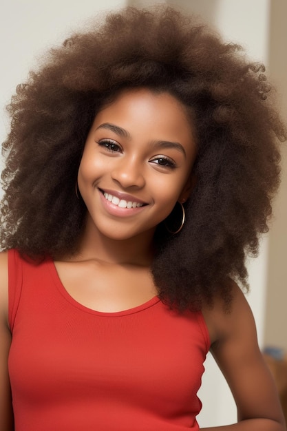 Una donna con uno stile di capelli naturale