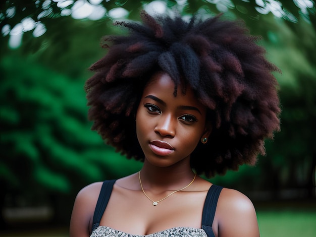 Una donna con uno stile di capelli naturale