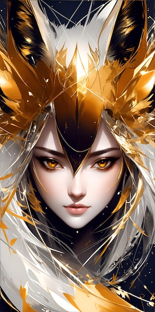 Una donna dai capelli d'oro e bianchi e una corona d'oro in testa