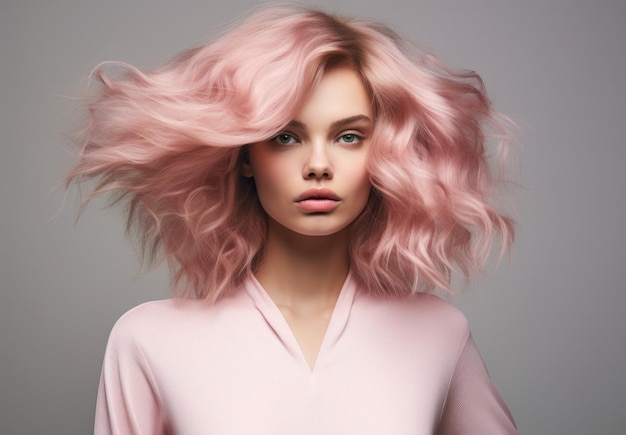 Una donna dai capelli rosa