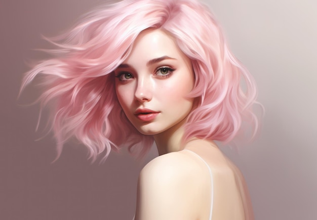 Una donna dai capelli rosa