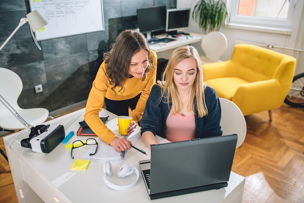 Una donna di due affari che lavora all'ufficio