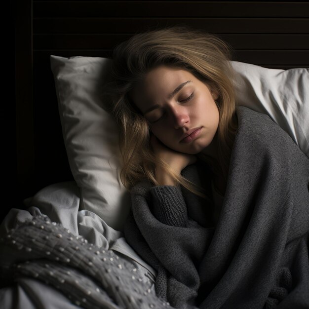 una donna dorme in un letto