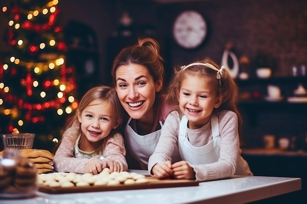 Una donna e due bambine sorridono alla telecamera