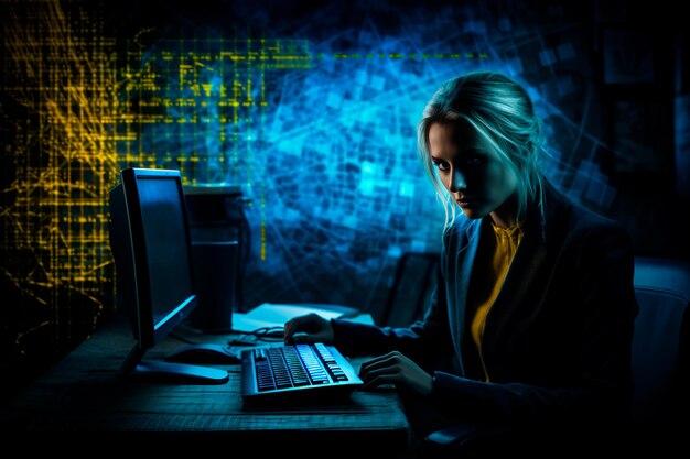 Una donna hacker intelligente.