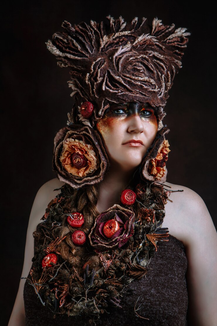Foto una donna in costume da fiaba fatta di feltro