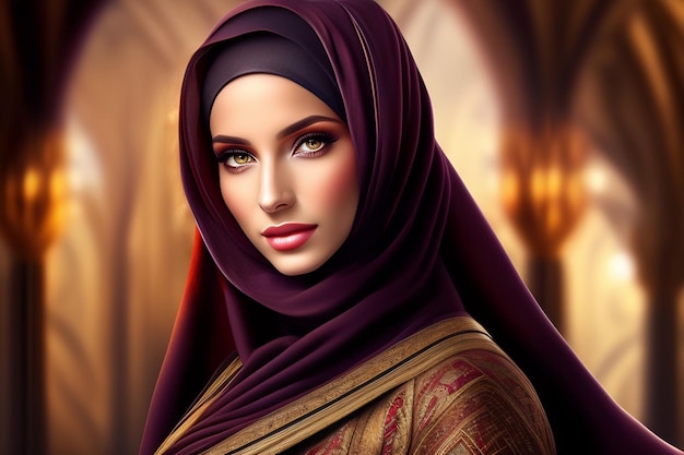 Una donna in hijab con un occhio viola