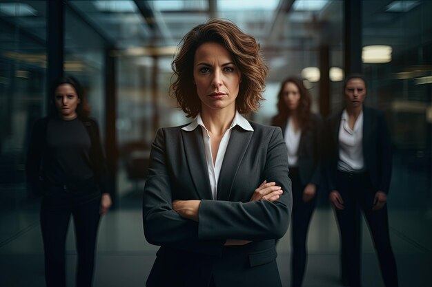 Una donna in piedi di fronte a un gruppo di altre donne