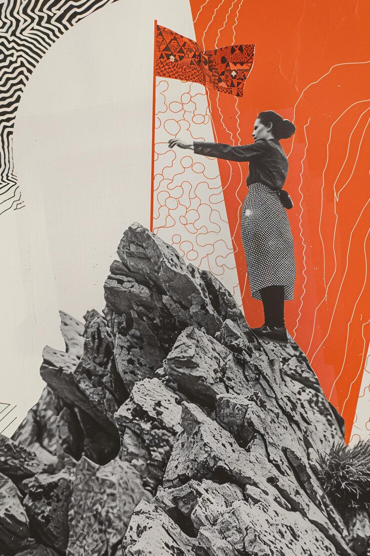 Foto una donna in piedi su una roccia
