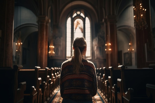 Una donna in una chiesa