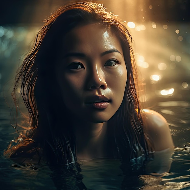 Una donna in una piscina con acqua