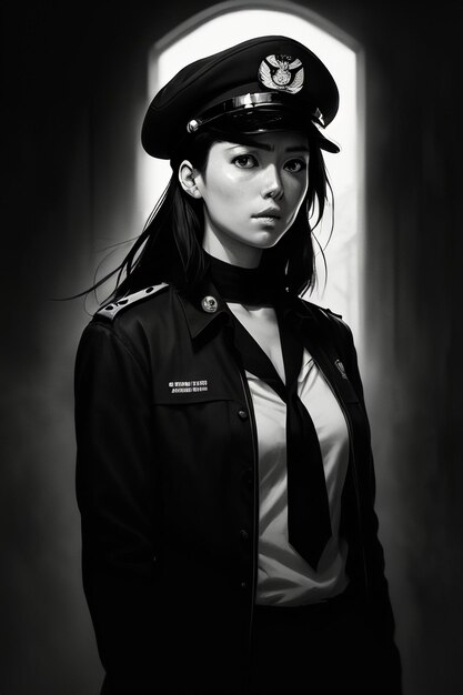 Una donna in uniforme della polizia con la scritta "gk" sul davanti.