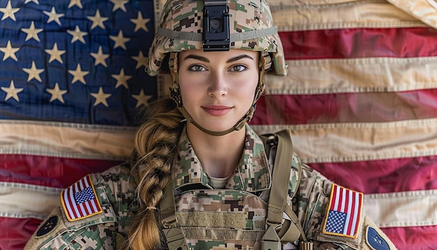 una donna in uniforme militare con le parole "esercito degli Stati Uniti" sul fronte