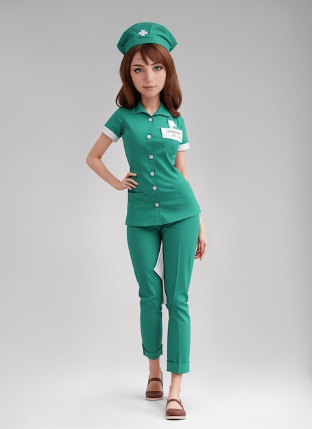 una donna in uniforme verde