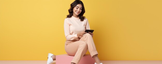 Una donna moderna che usa il cellulare