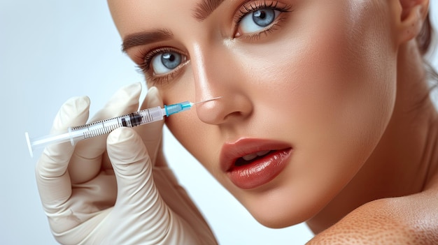 Una donna riceve un'iniezione di botox sulle labbra