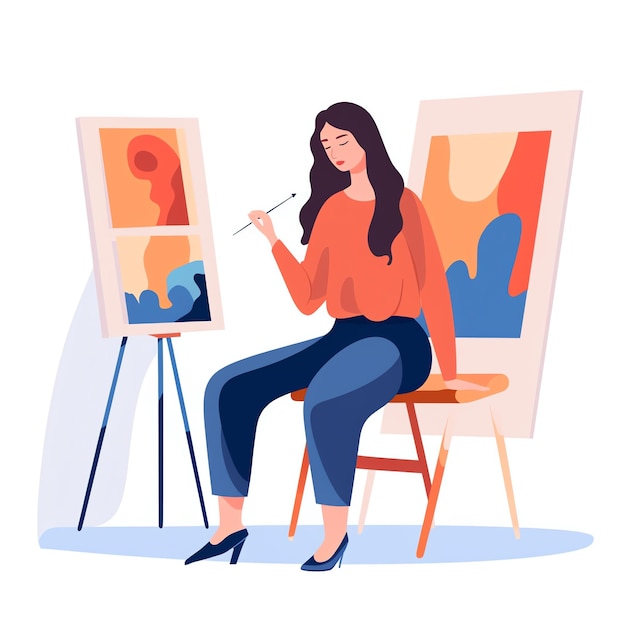 Una donna seduta su una sedia dipinto