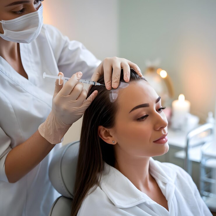 una donna si sta tagliando i capelli con un tagliacapelli che dice che indossa una maschera