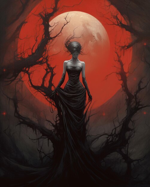 Una donna si trova di fronte a una luna piena.