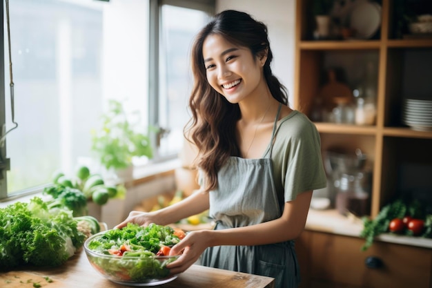 una donna sta cucinando in cucina