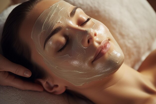 Una donna sta facendo un trattamento facciale nella migliore spa.