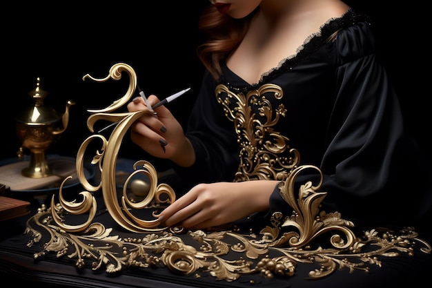 una donna sta scrivendo su uno specchio con una penna