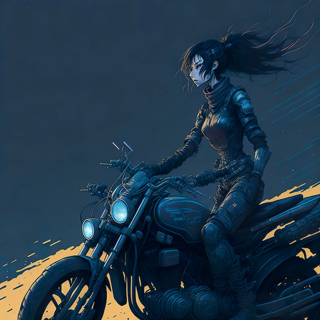 Una donna su una motocicletta con sopra la parola fantasma