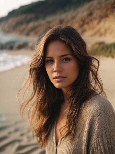 una donna sulla spiaggia