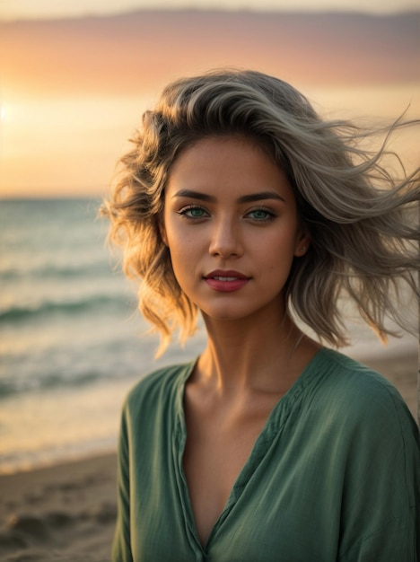 una donna sulla spiaggia