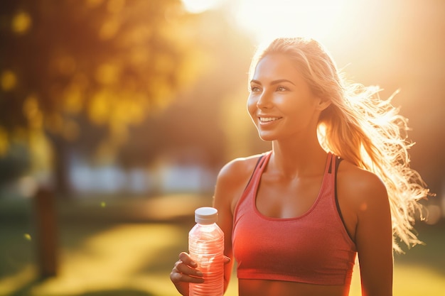 Una donna sulla trentina si prepara a iniziare la sua routine di esercizi