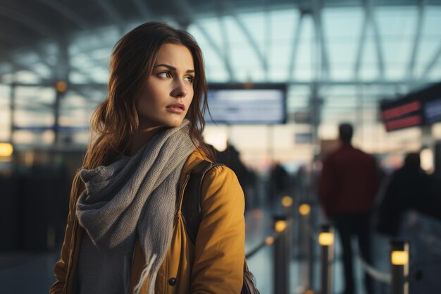 Una donna triste perché ha perso il suo volo all'aeroporto