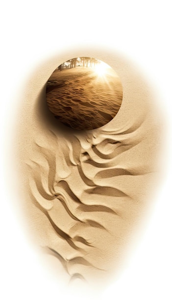 Una duna di sabbia con un sole che splende su di essa