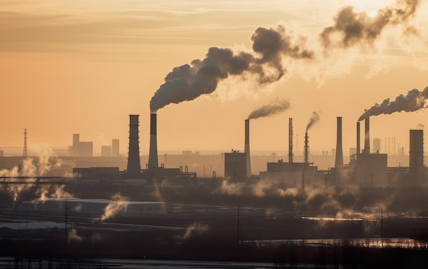 Una fabbrica da cui esce del fumo