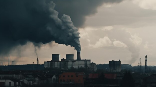 Una fabbrica da cui esce del fumo