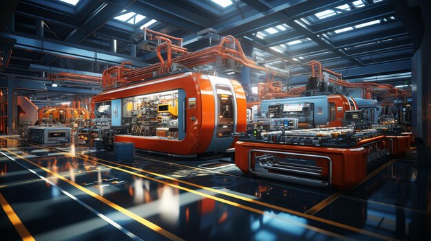 Una fabbrica moderna con processi automatizzati Generative Ai