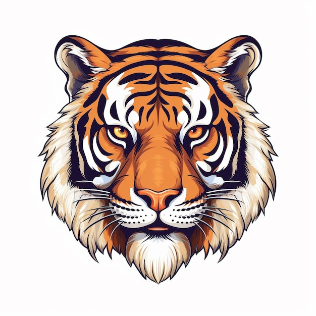 Una faccia di tigre con uno sfondo bianco