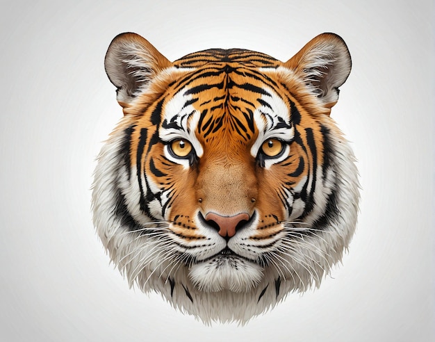 una faccia di tigre con uno sfondo bianco