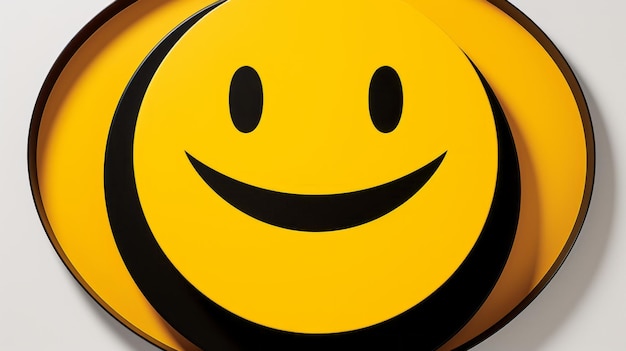 una faccia sorridente gialla su un muro bianco