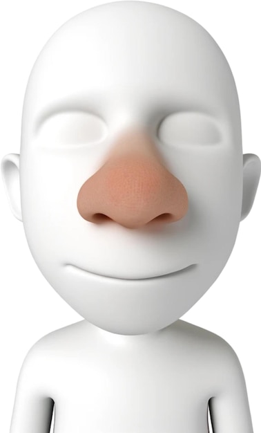 una faccia umana bianca con un naso e un naso