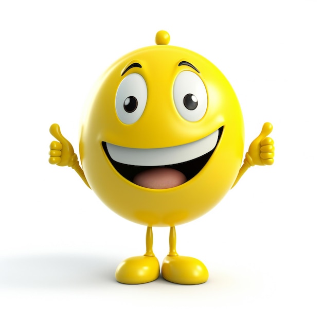 Una faccina gialla con una faccia felice su uno sfondo bianco