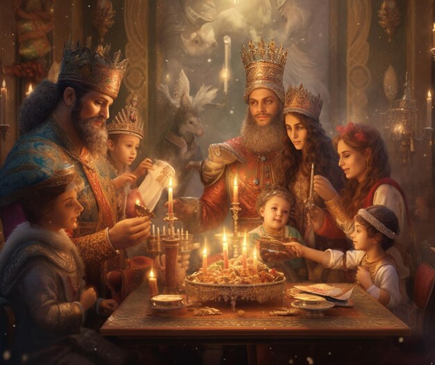 Una famiglia che celebra il Dia de los Reyes Magos