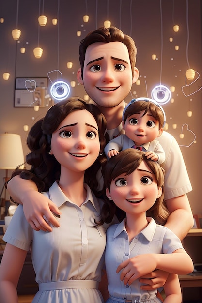 Una famiglia felice e felice generata dall'intelligenza artificiale