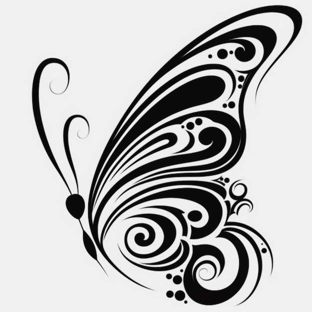 Una farfalla bianca e nera con vortici sulle ali generative ai