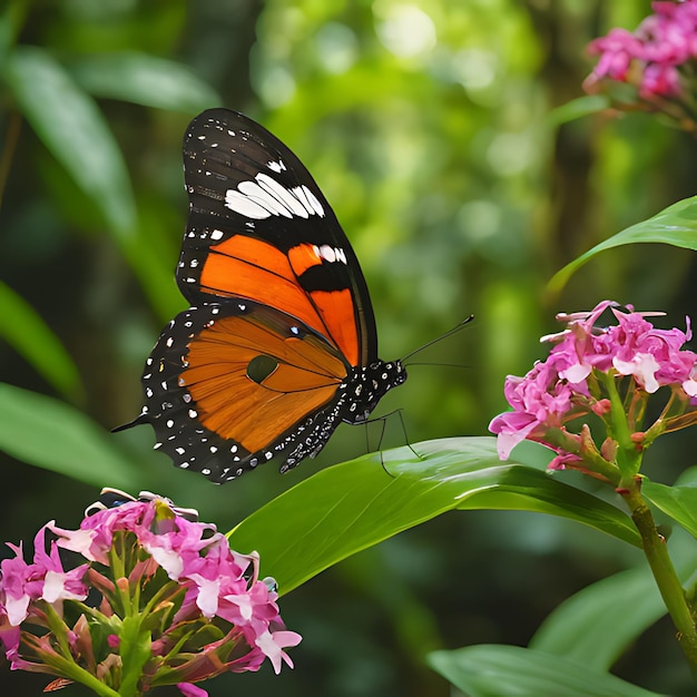 una farfalla che è su un fiore