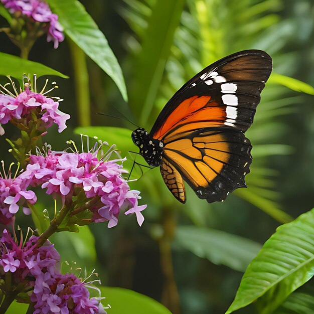 una farfalla che è su un fiore